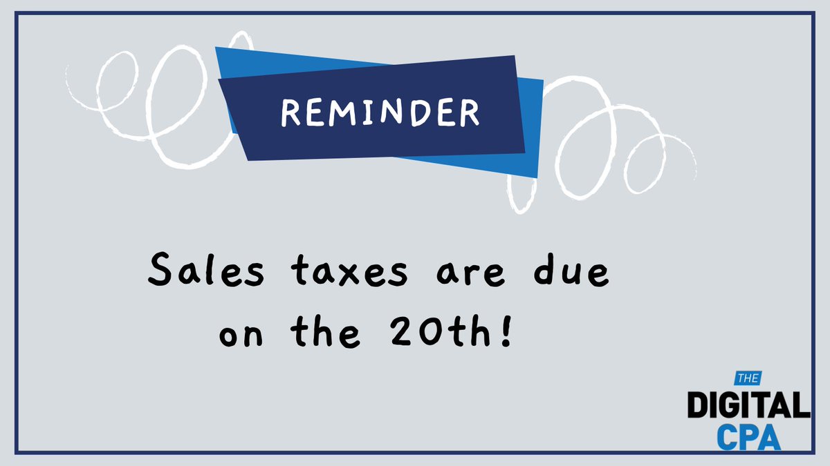 🗣️Don't forget about your sales taxes are due soon!🗣️
We are to help if you need it 😁
#ecommerce #ecommercebusiness #ecommerceseller #ecommerceaccounting #cpa2021 #Entrepreneur #Accounting #tax #bookkeeping #shopify #shopifyseller #DigitalAccessibility #Virtual