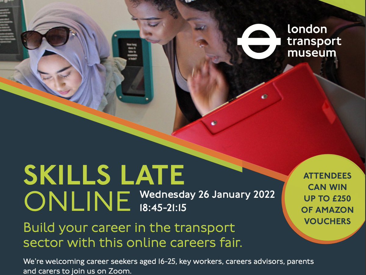 Are you looking for a career in transport? Join us on 26 January for our Skills Late Online to meet employers in the sector and learn about their current opportunities. Sign up on our website ltmuseum.co.uk/whats-on/skill…