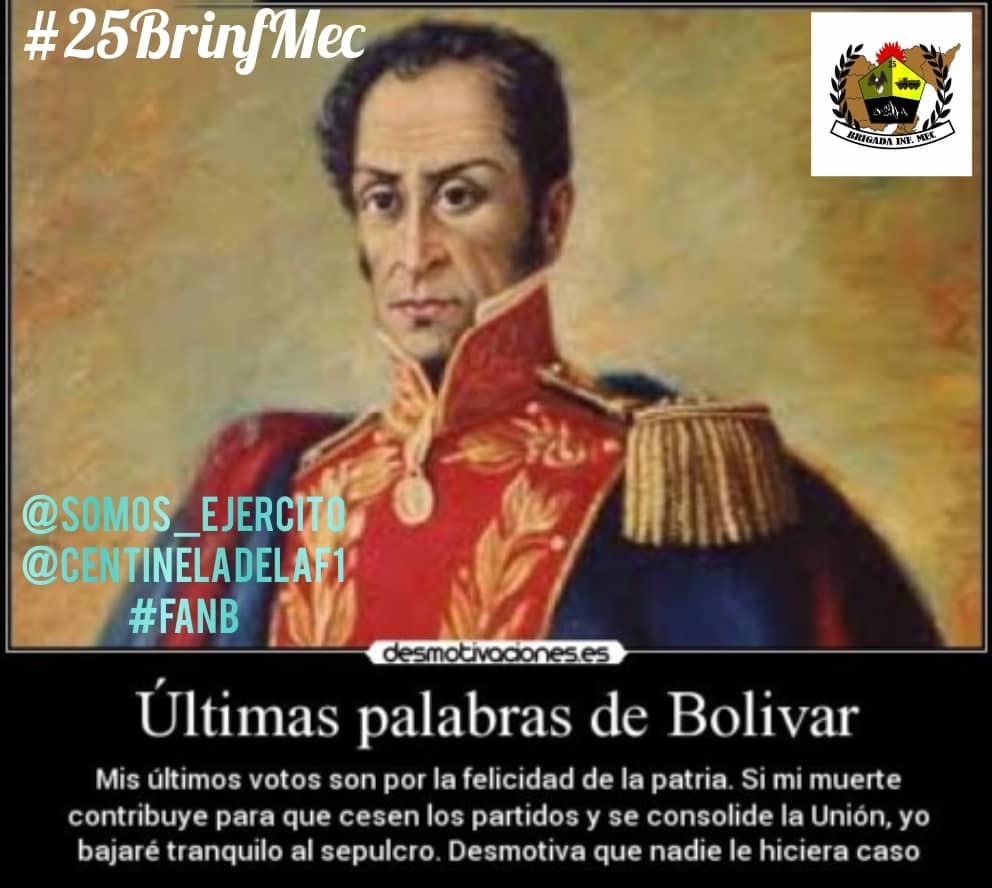 centineladelaf1's tweet photo. #16Ene || #25BrinfMec || les deseamos un excelente #Domingo  con un Pensamiento del Padre de la Patria Grande Simón Bolívar: 
 @somos_ejercito
 @Redi_andes
 @ZODITACHIRA21  
@centineladelaf1 
#EjercitoYPuebloinvencibles https://t.co/j9zWDMDGI3
