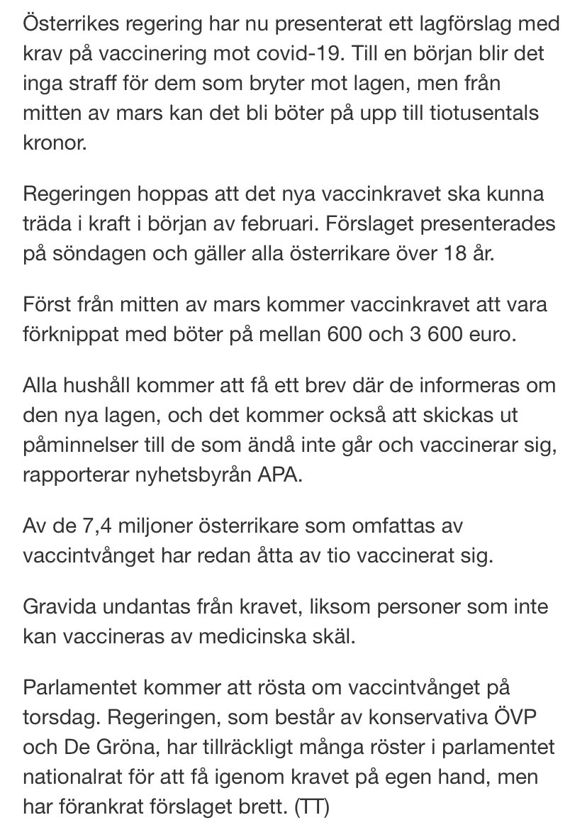 Ericson_ubbhult's tweet photo. Österrike blir alltså först av länderna i EU att kasta mänskliga fri och rättigheter enligt Europakonventionen på sophögen. Att införa tvång på medicinsk behandling med straffsanktion borde i normalfallet rimligen  innebära att man kastas ut ur EU. https://t.co/yIAhCPPSae