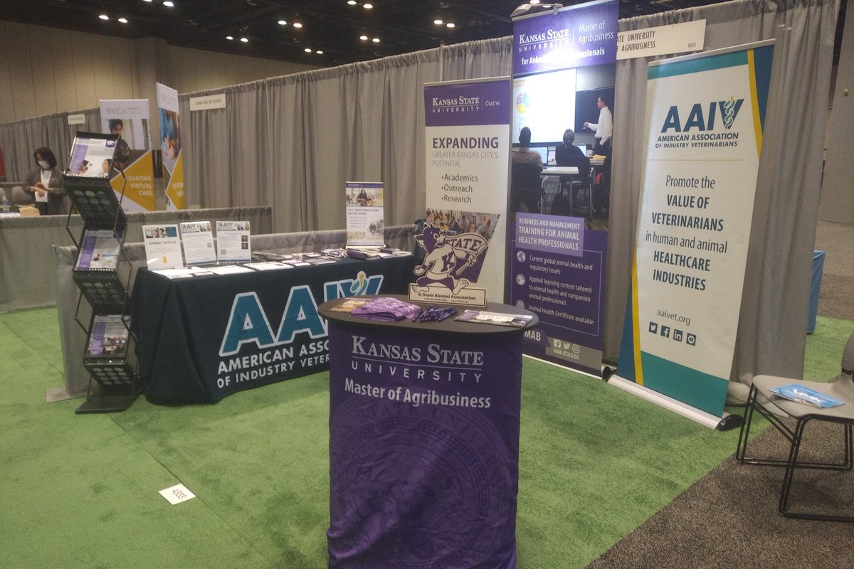 ksumab's tweet photo. It's Day 1 at @The_NAVC #VMX22! Stop by booth #4333 to visit @ksumab @KStateOlathe and @AAIVets! Get some #Cattitude and learn about educational and professional development opportunities. https://t.co/AeEwTuxlOv