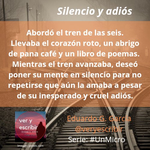 veryescribir's tweet photo. Serie: #UnMicro
#Silencioyadiós
#veryescribir
Abordó el tren... https://t.co/pGPWIAre7E