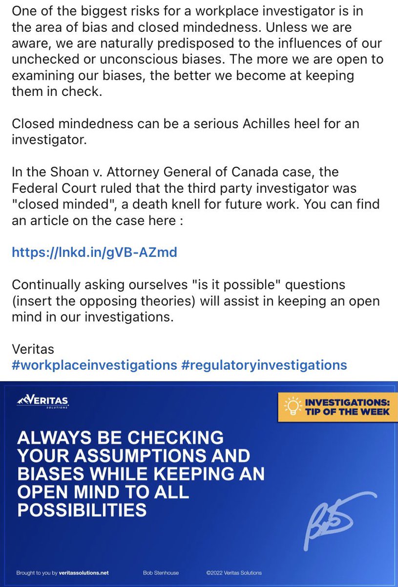Do you conduct workplace or regulatory investigations? A fearless bias inventory may just keep your investigation above reproach. #workplaceinvestigations