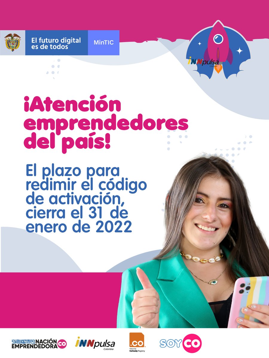 TalentoDigCol's tweet photo. ✅#ActivaTuCódigo I Emprendedor, ingresa ahora y canjea tu🎟️  código de activación del kit de herramientas digitales que recibiste a través de la convocatorias del @Ministerio_TIC, #SOYCO y #NaciónEmprendedora. Te esperamos en  ➡️https://t.co/zYQkRPw5ZS https://t.co/lAKDBjkdQP