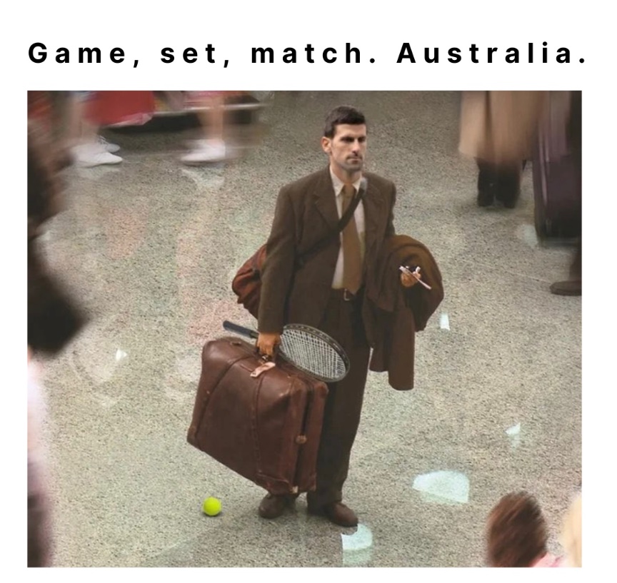 SineadChamp's tweet photo. #AusOpen #AustraliaHasFallen #NovakDjokovic #NoVaxDjoCovid https://t.co/RYMYkhF34a