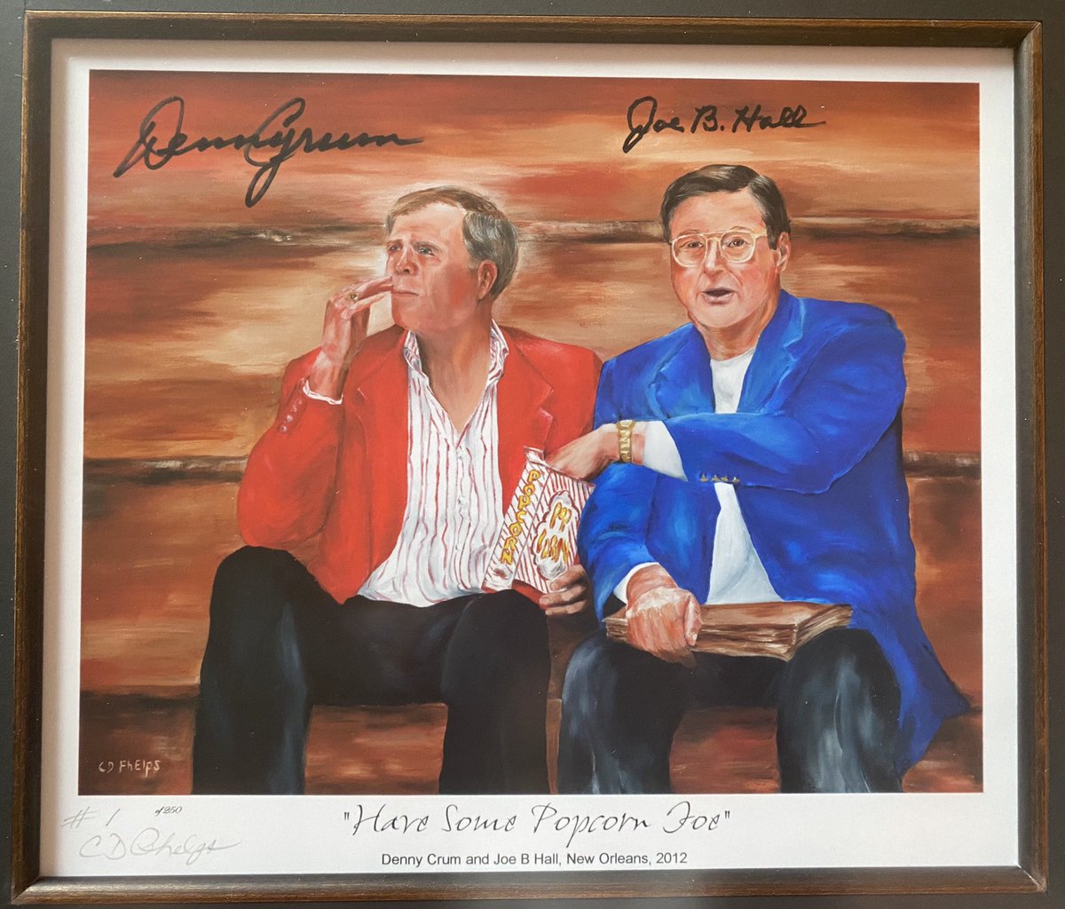 NPhelpsinLou's tweet photo. @CrumsRevenge @Chrismackeyins My Dad painted this photo and the coaches signed hundreds to raise a ton of money for charities…simply the best https://t.co/vBflkM6LM1