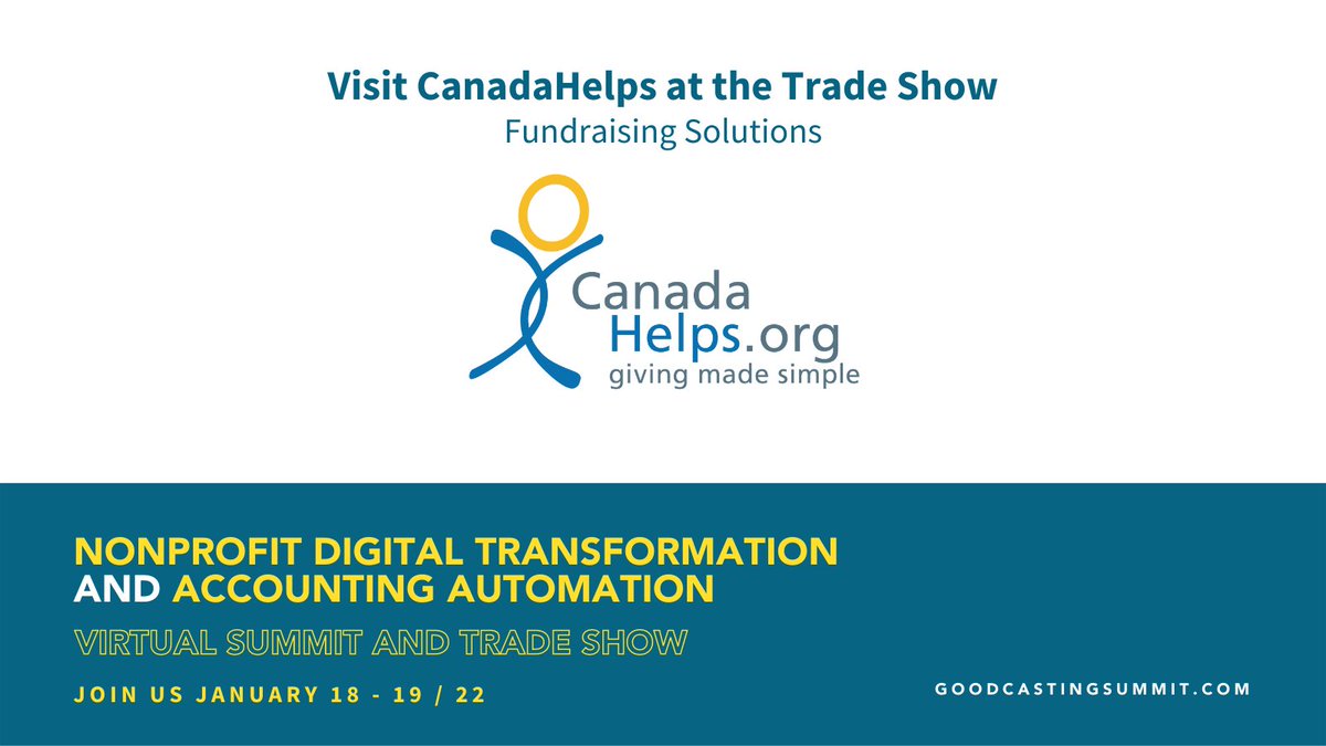 Happy to have <a href="/canadahelps/">CanadaHelps</a> join us at the Nonprofit Digital Transformation Summit and Trade Show coming soon - Jan 18 and 19.

goodcastingsummit.com

#NonprofitDigitalTransformation 
#GoodcastingSummit 
#AutomateIntegrateElevate 
#Nonprofit
