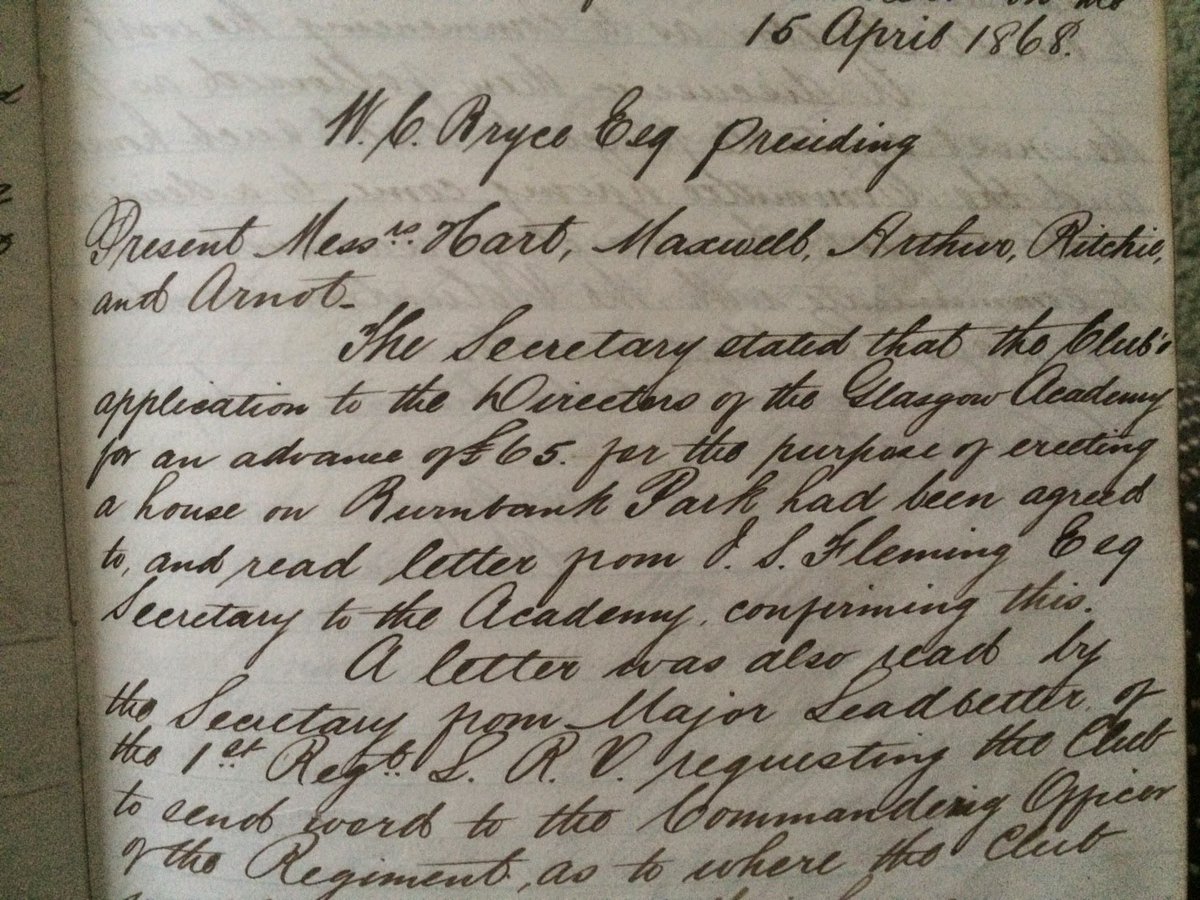 hugh_barrow's tweet photo. It’s 1868 and plans for a pavilion at Burnbank to be put in hand involving @GlasgowAcademy and 1st LVR https://t.co/tCHxg4mgpI