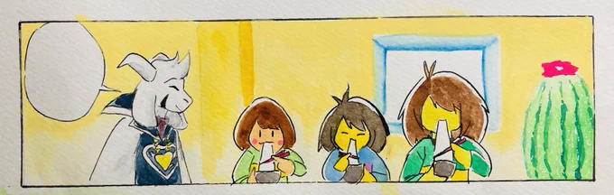 とりあえず絵の具パートは終わり。
次は水彩色えんぴつで子供たちの髪の毛とかを塗る。
まだまだ終わらない色塗り…。
(*誤字ったのであげ直し) 