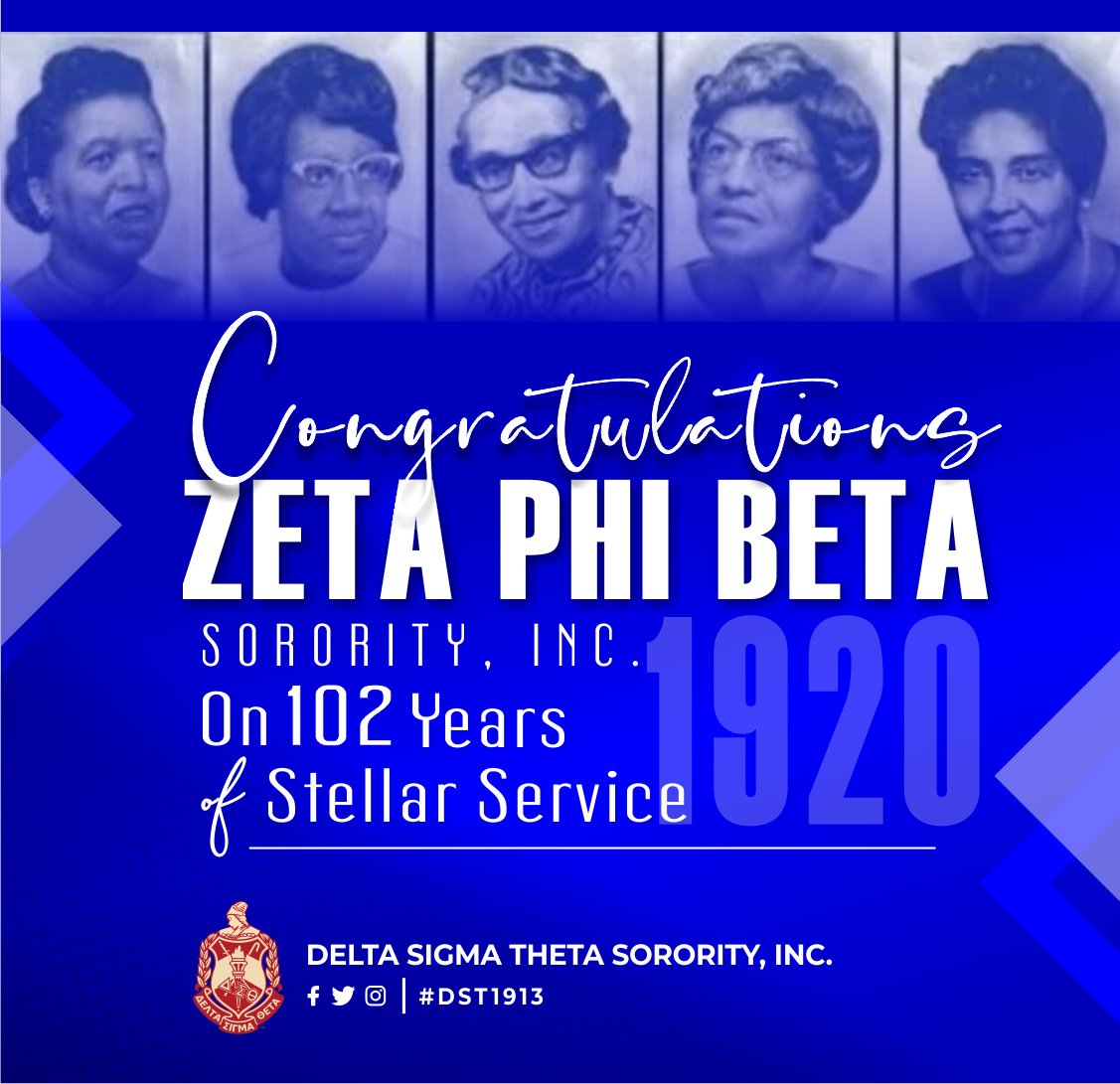 Congratulations to the wonderful women of Zeta Phi Beta Sorority, Incorporated on 102 years of stellar service! #ZPhiB @ZPHIBHQ