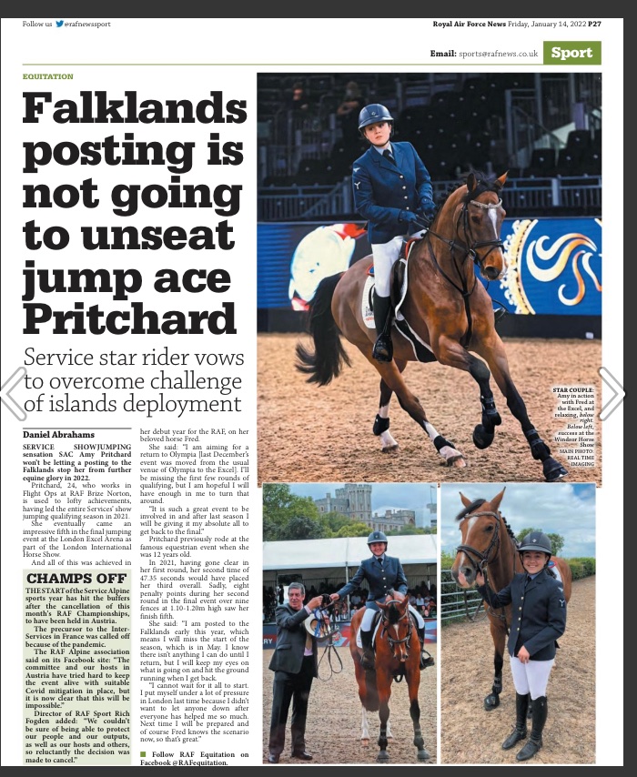 Spot <a href="/RAFEquestrian/">Royal Air Force Equestrian Association</a> rider Amy Pritchard in the latest edition of <a href="/RAFNewsReporter/">RAF News</a> on Page 27. 

@RAFNewsSport 
<a href="/HQRAFSport/">RAFSport</a> 
<a href="/RAFCentralFund/">RAFCentralFund</a> 
<a href="/LondonHorseShow/">The London International Horse Show</a> success 🏵