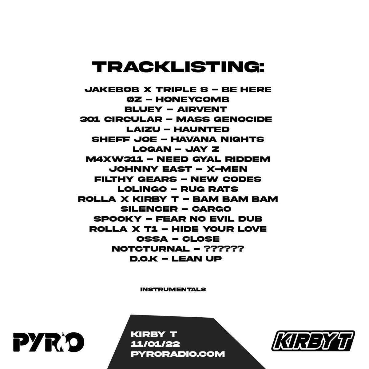 KIRBSIDE (@kirbyt_dj) on Twitter photo Track-listing from the latest podcast
mixcloud.com/PyroRadio/kirb…
Music from <a href="/ArtisticDuppy/">B I G W O O S H 💨</a> <a href="/KamakazeLC/">kamdog</a> @XP_BURSTGANG <a href="/cassierytz/">CASSIE RYTZ</a> <a href="/301circular/">301circular</a> <a href="/Laizu_Grime/">Laizu</a> <a href="/Jammz/">Yardileiro</a> @chowerman <a href="/LOGAN_OLM/">LOGAN</a> <a href="/blueybluetooth/">BLUEY #EastLondonMagician</a> <a href="/ItIsAGZ/">AGZ 🐊 Payback</a> <a href="/Lewi__B/">Lewi B</a> <a href="/DJAbsurdParis/">DJ Absurd</a> <a href="/RollaPayback/">S6</a> <a href="/HR6jakebob/">Jakebob Yeah</a> & more 🎶🎶🎶 Track-listing from the latest podcast
mixcloud.com/PyroRadio/kirb…
Music from <a href="/ArtisticDuppy/">B I G W O O S H 💨</a> <a href="/KamakazeLC/">kamdog</a> @XP_BURSTGANG <a href="/cassierytz/">CASSIE RYTZ</a> <a href="/301circular/">301circular</a> <a href="/Laizu_Grime/">Laizu</a> <a href="/Jammz/">Yardileiro</a> @chowerman <a href="/LOGAN_OLM/">LOGAN</a> <a href="/blueybluetooth/">BLUEY #EastLondonMagician</a> <a href="/ItIsAGZ/">AGZ 🐊 Payback</a> <a href="/Lewi__B/">Lewi B</a> <a href="/DJAbsurdParis/">DJ Absurd</a> <a href="/RollaPayback/">S6</a> <a href="/HR6jakebob/">Jakebob Yeah</a> & more 🎶🎶🎶