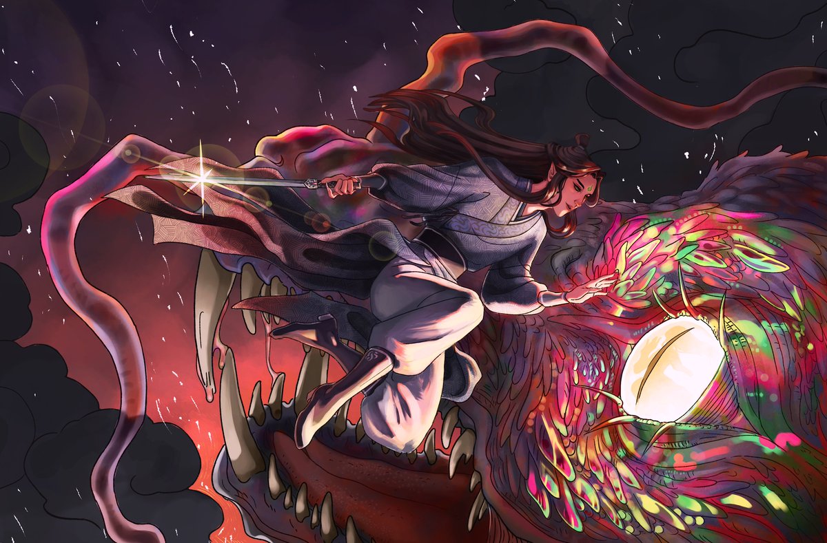 "Two predators, sizing each other up in the night."
it was an absolute treat working with @vespertinius8 on a Binggeyuan fic for the <a href="/mxtxbb/">MXTX Big Bang</a> this winter, especially with such a fun concept as Demon SY. We both worked super hard~ check out details &amp; the fic in the thread below!!!