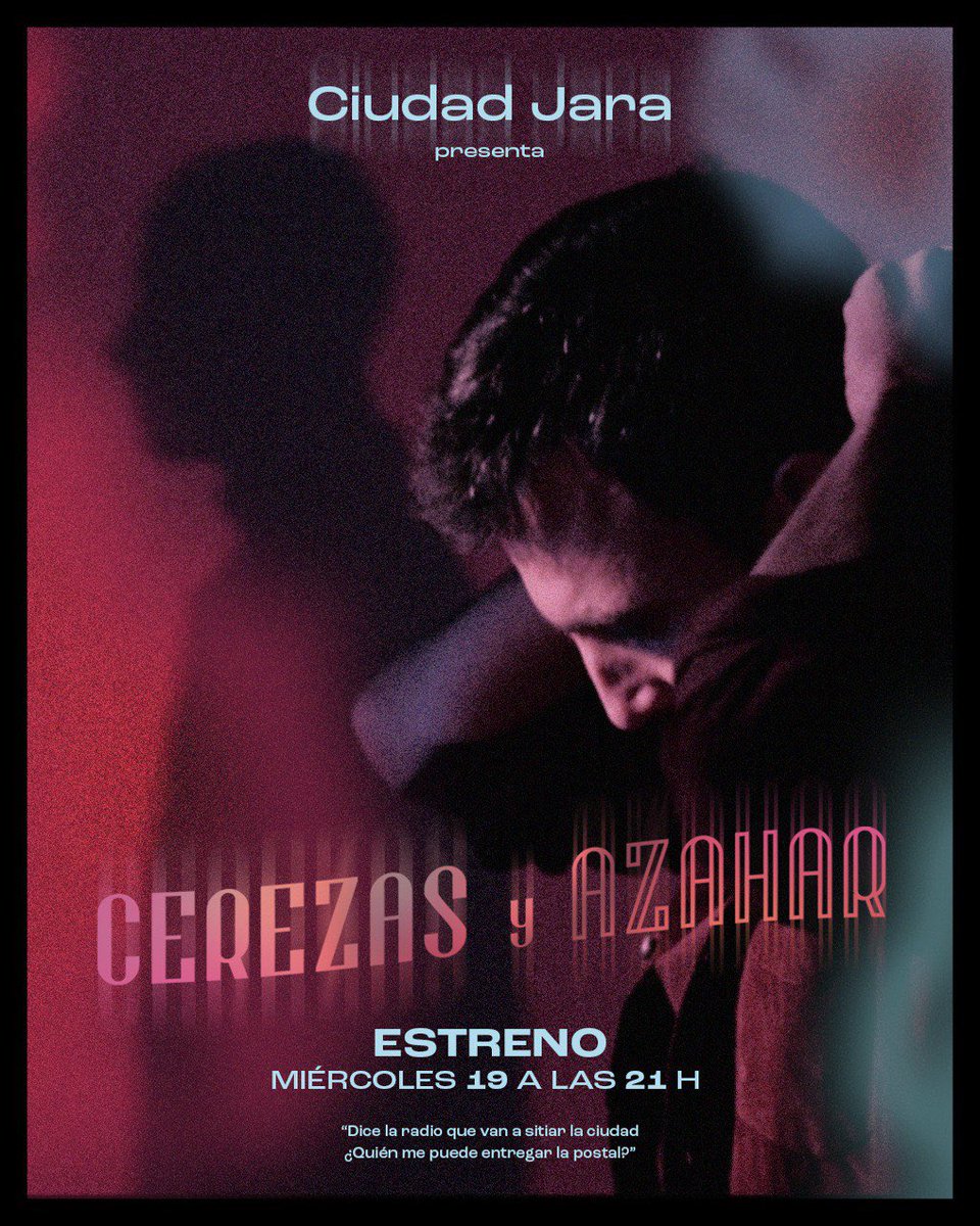 Dice la radio que van a sitiar la ciudad
¿Quién me puede entregar la postal?

Regresamos el #miércoles a las 21:00h
Pre-save en orcd.co/preguardar-cer…

#CerezasYazahar #Cinema