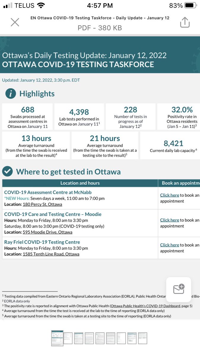 Snapshot of PCR Testing in #Ottawa. What’s interesting is we have been gradually trending down since new #covid19ON rules to limit tests but with excess capacity. We were regularly doing 3000 swabs a day. Now we are in the mid hundreds daily but with excess lab capacity.#Ottnews