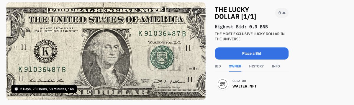 WalterNFT1's tweet photo. @NFTscollector1 THE LUCKY DOLLAR BRO https://t.co/inicWG3L6W