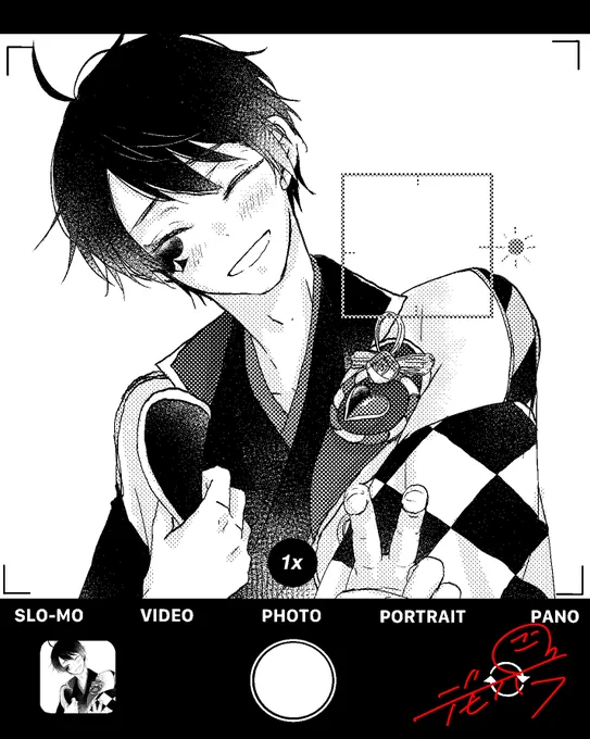 「おかーさんに送る用の写真撮ってやるからこっち向いて」

二枚目は素材おかりしました😌 