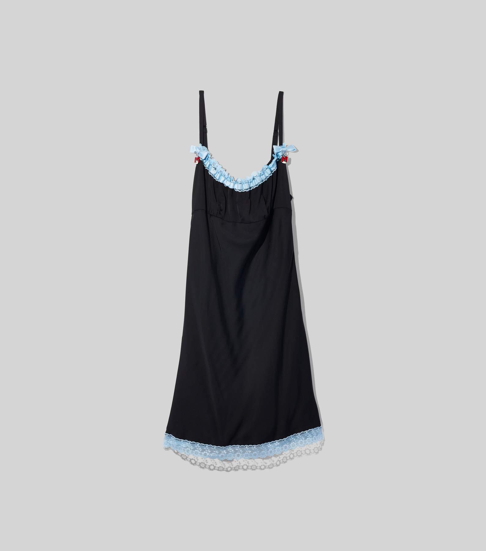 Marc Jacobs Devon Slip Dress in black worn by Maddy Perez (Alexa Demie) as  seen in Euphoria TV series wardrobe (S02E04)