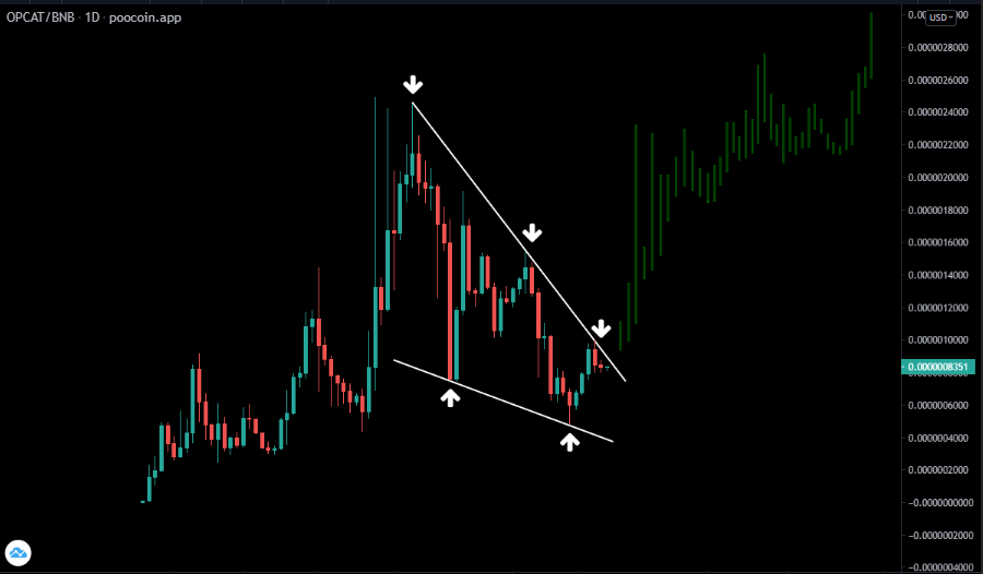 Just noticed this perfect falling wedge on $opcat 📸

Accumulation is ending for this frontrunner of MemeSeason2022 💎

Good to see that more and more CT friends are starting to scale in 👀

#memecoin #saitama $wtf $looks $mcc $refi $time $jade $kilt $movr $glmr $brains $azero