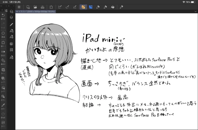 iPad miniでちょっと描いた感想です 