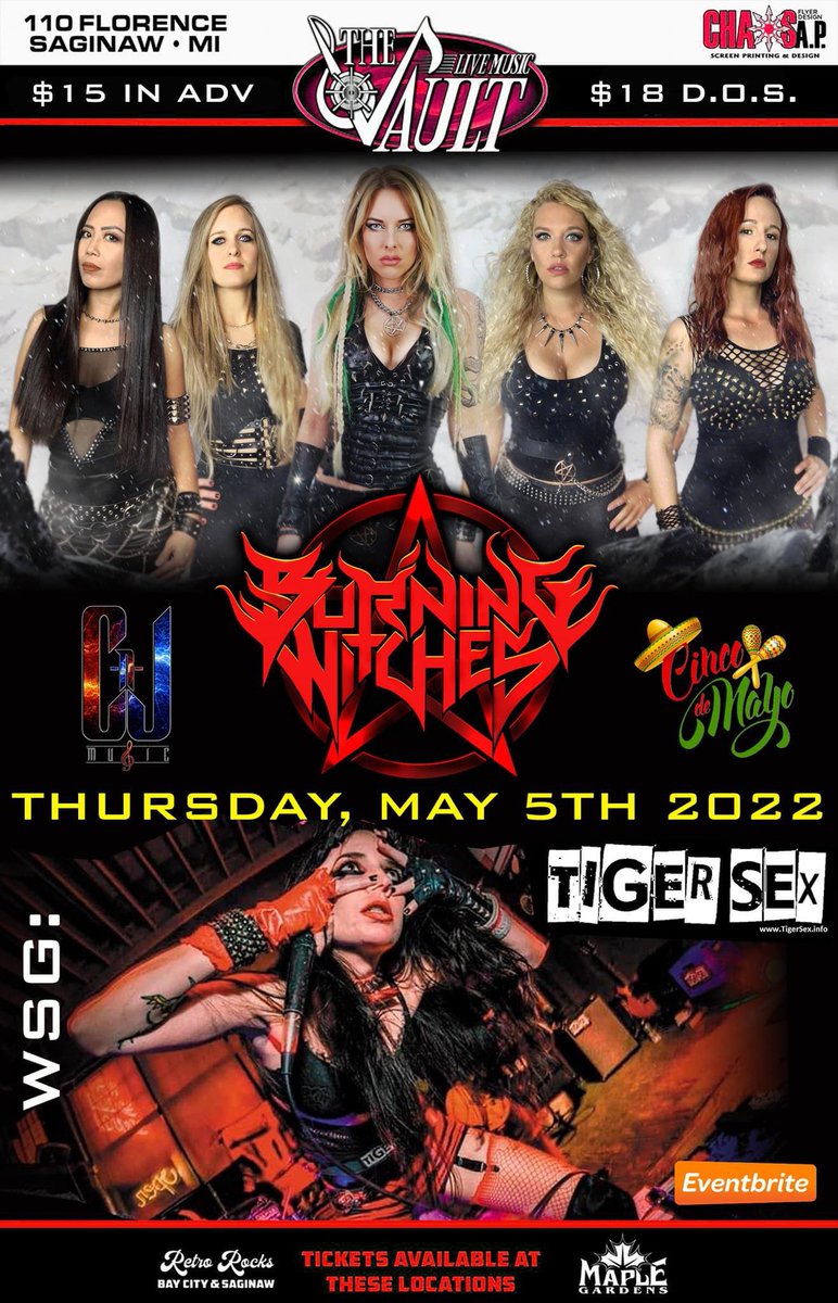 <a href="/TigerSexBand/">TIGER SEX</a> To Join <a href="/burningwitches_/">Burning Witches</a> May 5th <a href="/TheVaultSaginaw/">The Vault Saginaw</a>