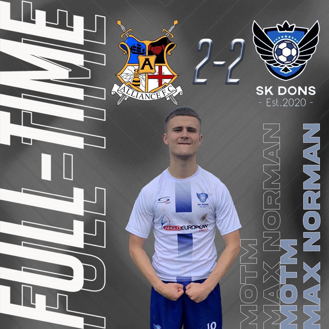 sk_dons's tweet photo. Tough game today, the lads dug deep coming from behind twice to secure a point this week.
⚽️ @maxnorman04 
⚽️ @mylespickering1 
MOTM goes to our star boy @maxnorman04 
#upthedons https://t.co/R947DHWNFM