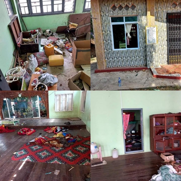 spring_2021's tweet photo. Military Council Troops stormed MonePin Village, Pale Tsp, Sagaing Division and destroyed the houses including monastery today, January 16 — forcing locals and also monks to flee.

#HumansAreNotShields
#2022Jan16Coup 
#WhatsHappeningInMyanmar https://t.co/YrRSOO8loX