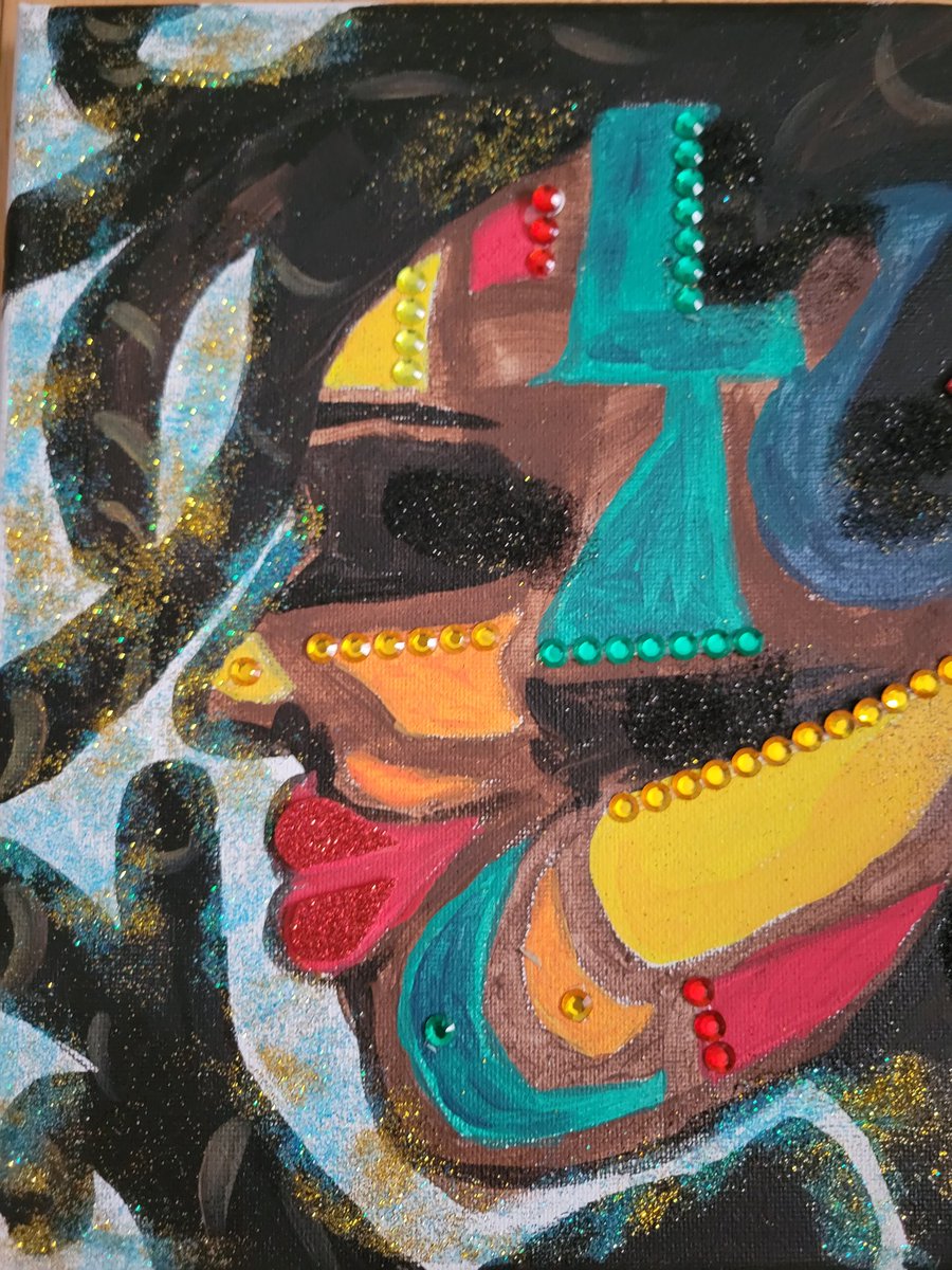 professorXon's tweet photo. We held a family paint session and I just entered with no clear vision but created this #masterpiece I was still inspired by #SchomCom2022 and the numerous #Blackcreatives in that space https://t.co/9F7POl7MPI
