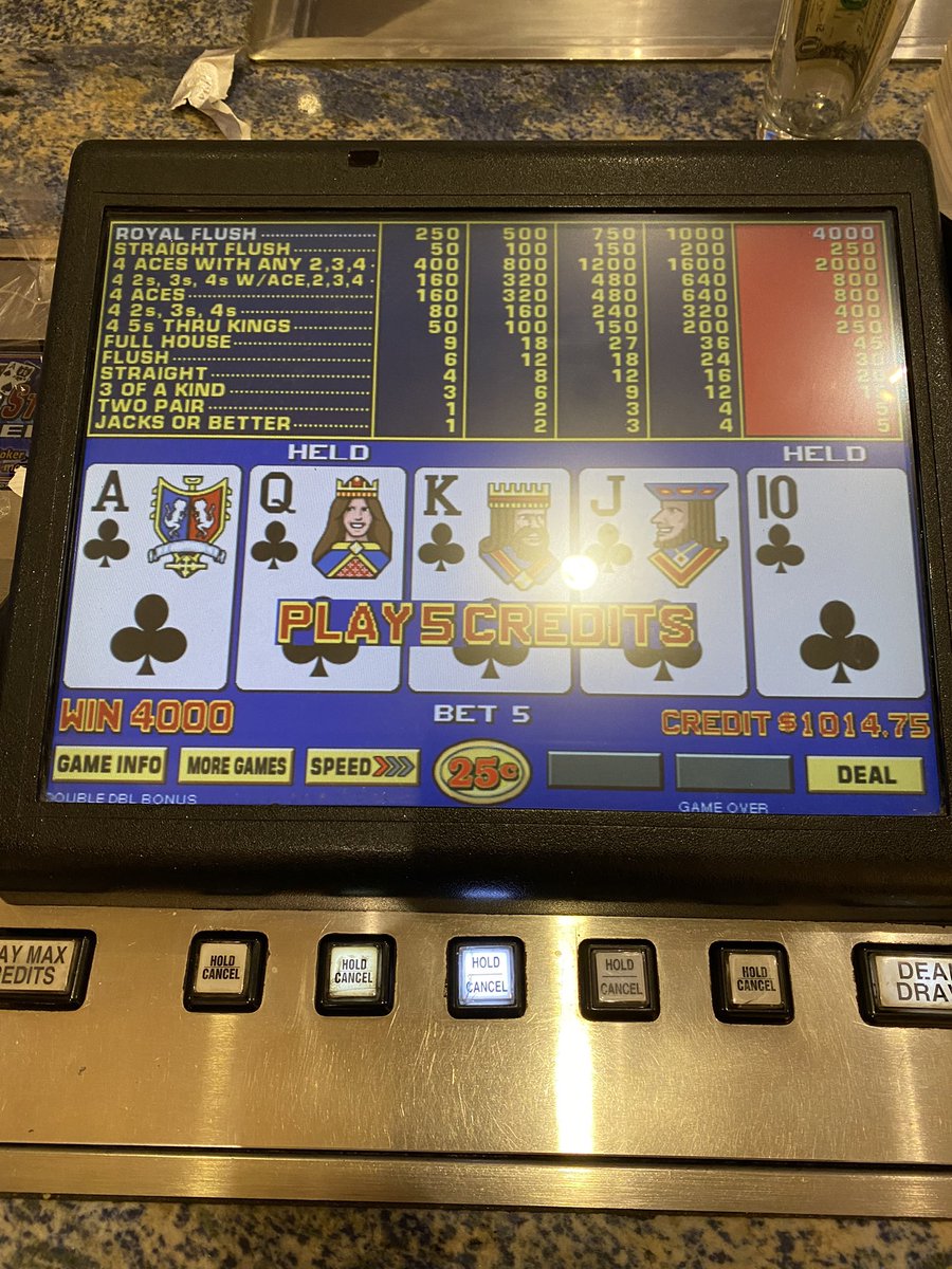 No hand pay but I’ll take it. #Royalflush #Doubledouble #Videopoker