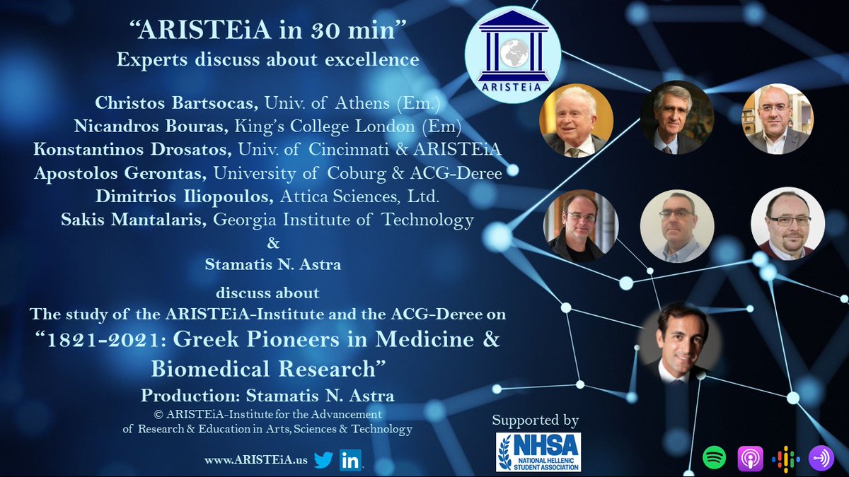 <a href="/Aristeia_US/">ARISTEiA</a> in 30 min January podcast. Discussion about the study of ARISTEiA &amp; <a href="/DEREE_ACG/">Deree - The American College of Greece</a> ON 1821-2021: Greek Pioneers in Medicine &amp; Biomedical Research bit.ly/3GtLyJH #aristeiaUS #podcast