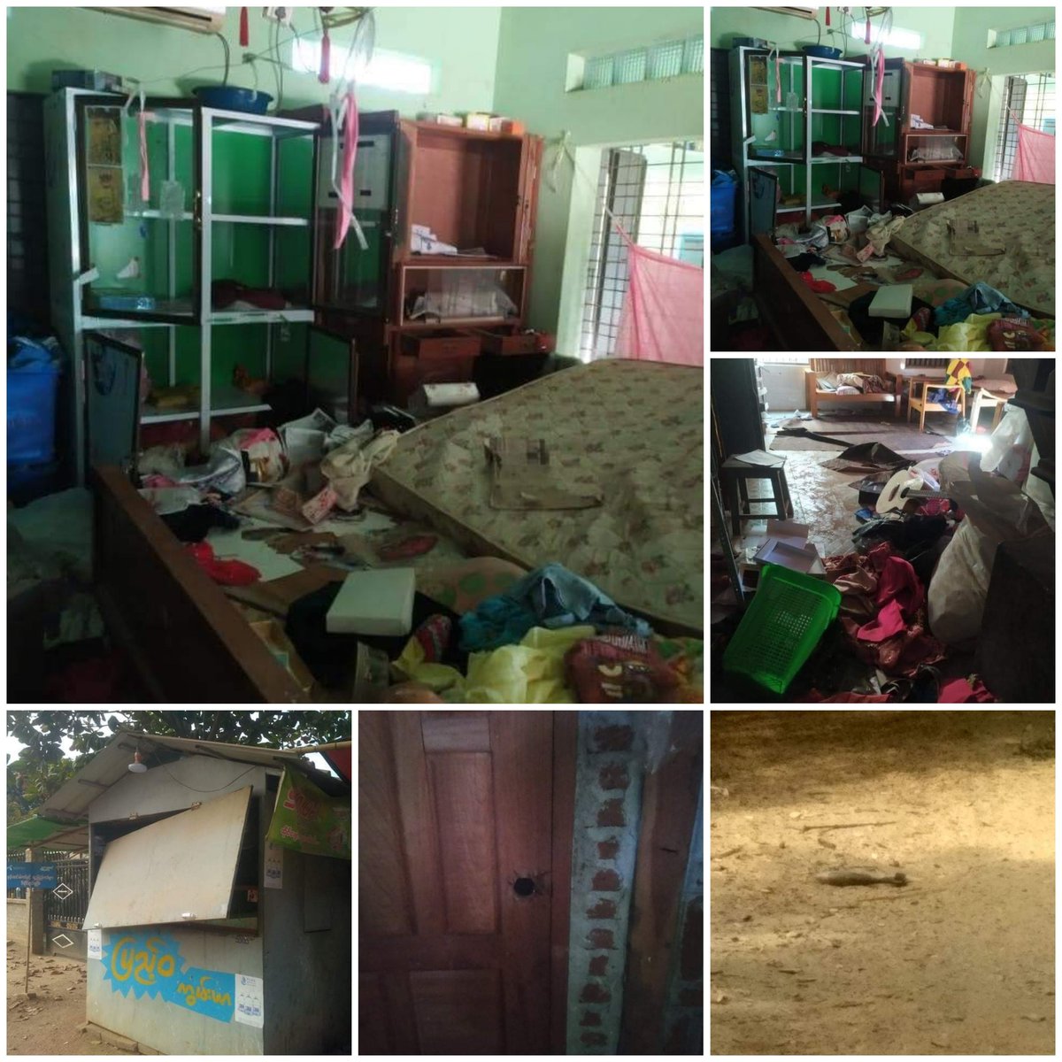 SaveMM99's tweet photo. Scenes of destructions after Junta Terrorists had raided into Latyatma village in Myaing tsp, destroyed some houses, stolen valuables,fired with artillery shells, abducted fleeing villagers from monasteries and murdered 3 innocent civilians. Only burnt bodies(1/2)#2022Jan16Coup https://t.co/d2GoaLn2kg