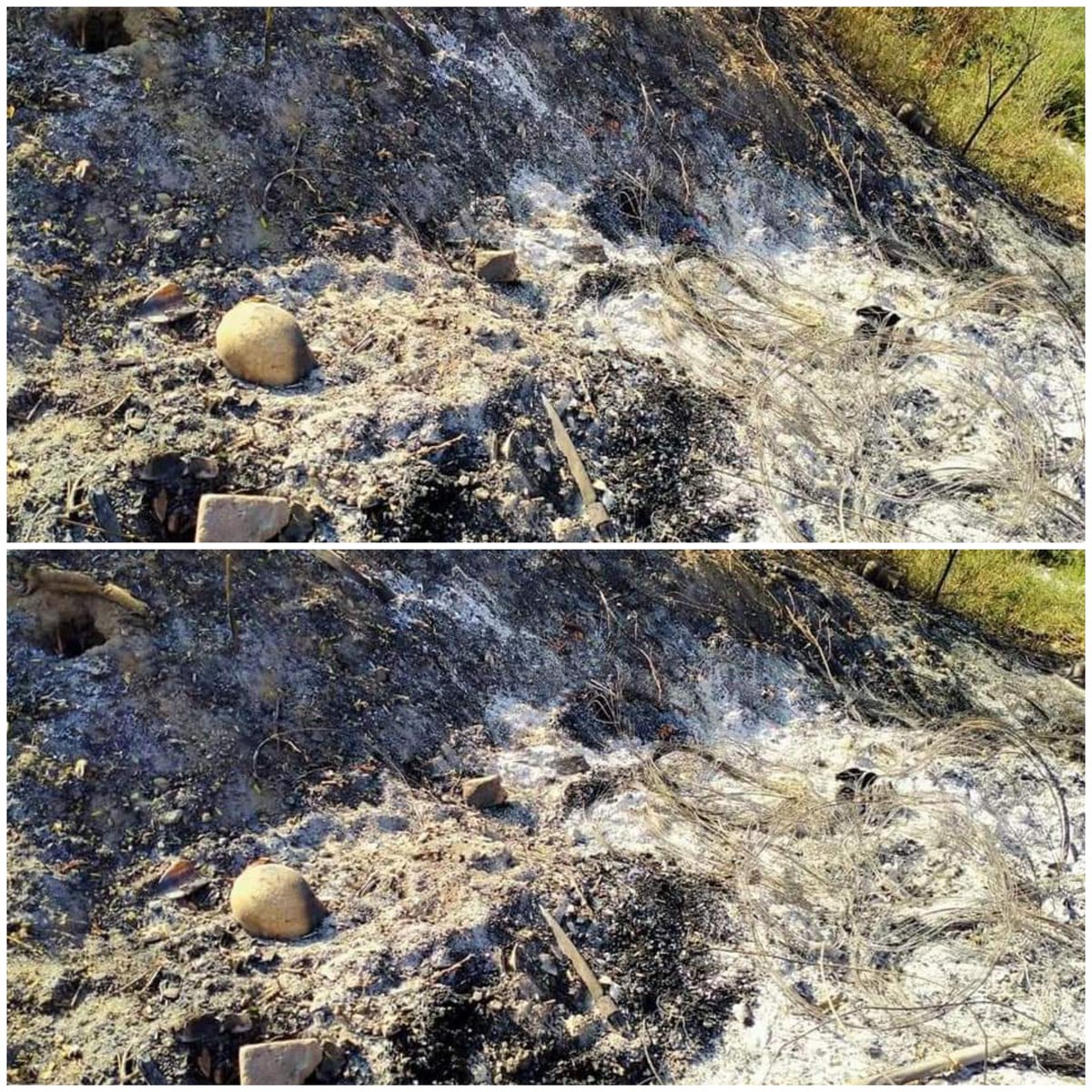 SaveMM99's tweet photo. Scenes of destructions after Junta Terrorists had raided into Latyatma village in Myaing tsp, destroyed some houses, stolen valuables,fired with artillery shells, abducted fleeing villagers from monasteries and murdered 3 innocent civilians. Only burnt bodies(1/2)#2022Jan16Coup https://t.co/d2GoaLn2kg