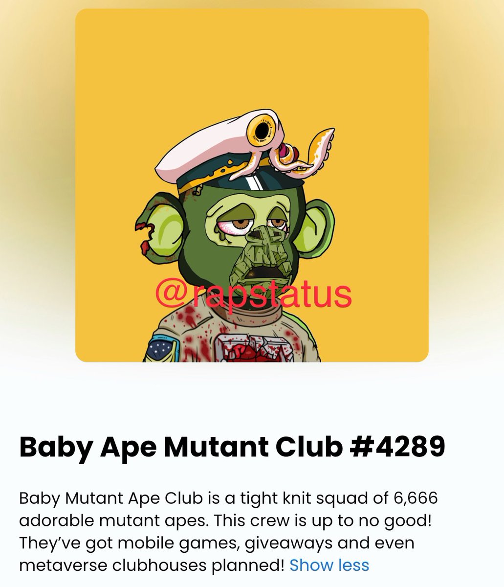 Rapstatus's tweet image. #NFTs #NFTs #NFTartist #ethnft #nftetherium #cryptopunks #NFTCollection #NFTCommmunity