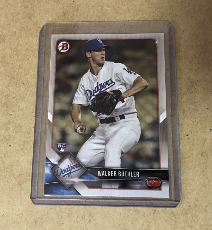 thinkbluepc's tweet image. Follow us and retweet this post for a chance at winning this 2018 Bowman Draft Walker Buehler rookie card. We will draw a random winner sometime before 4 p.m. Pacific today, January 12. Good luck! #Dodgers