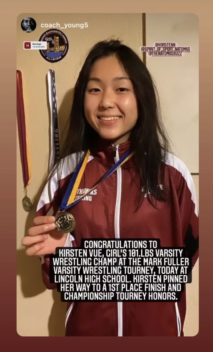 Congrats to Natomas HS Wrestler Kirsten Vue on her 1st place finish! 👏🏽👏🏽🤼‍♂️ #markfullertourney #keepworkinghard <a href="/AthleticsNusd/">Natomas Unified District Athletics</a> <a href="/natomasbuzz/">The Natomas Buzz</a> <a href="/NatomasUSD/">Natomas Unified</a> <a href="/SacBee_JoeD/">Joe Davidson</a>