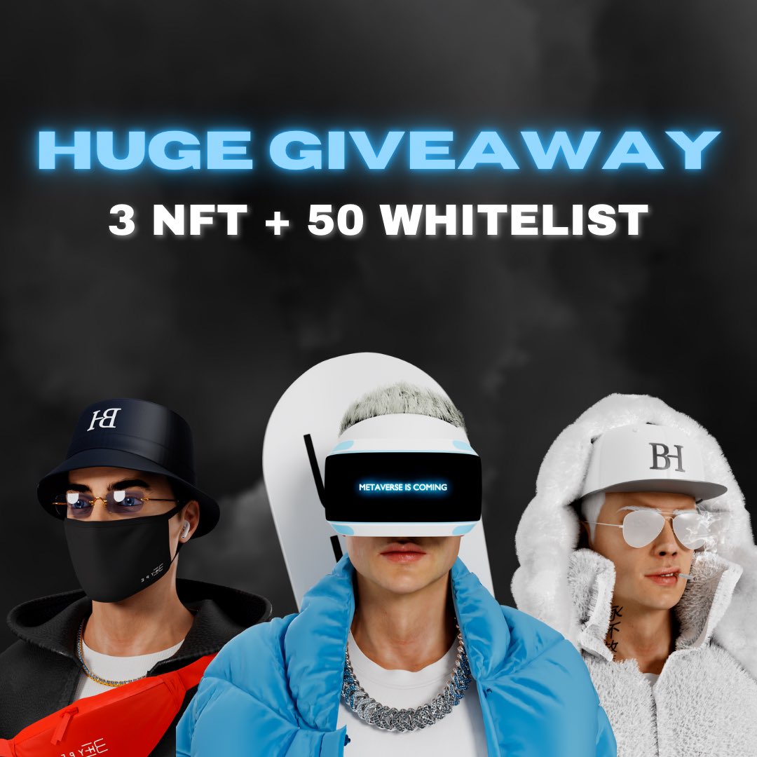 behype_nft's tweet image. Behype #NFT Giveaway! 🎁

We’re giving away 3 NFT + 50 WHITELIST (Result on 01/22)

To enter: 
1️⃣ Like and Retweet to tell the world what you think about the project!
2️⃣ Follow us on Twitter 
3️⃣ Join our Discord (link in bio)
4️⃣ Tag 3 friends on this post 

Good luck &amp;amp; Be ready!
