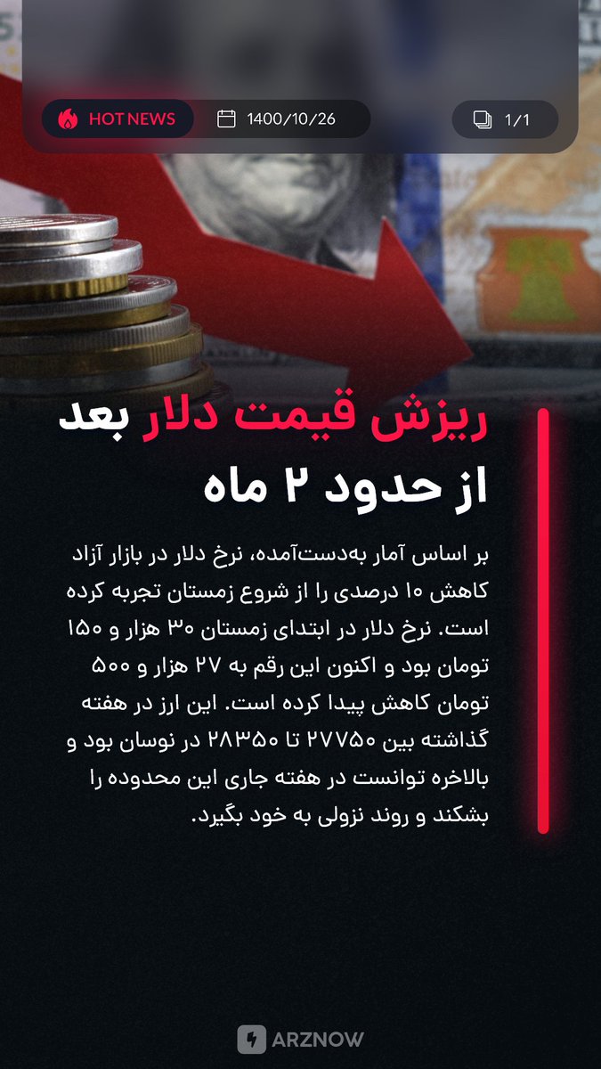 hoseini_finance's tweet photo. کاهش محسوس قیمت دلار بعد از دو ماه
#ارزنو https://t.co/NY89LGDqKp