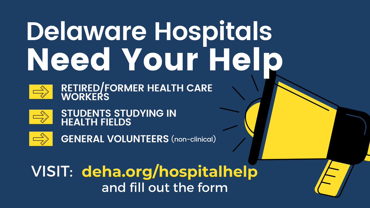 JohnCarneyDE's tweet photo. Help support our health care workers. 

Sign up if you can work or volunteer: https://t.co/hzJxYcfCjm https://t.co/RQ0volP6oJ