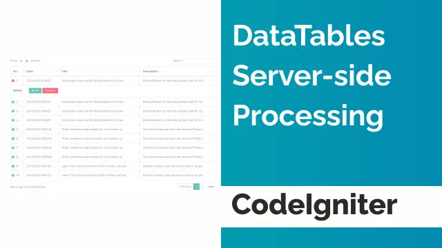 macronimous's tweet image. #DataTables Server-side Processing in #CodeIgniter bit.ly/3tBShxL #WebDevelopment