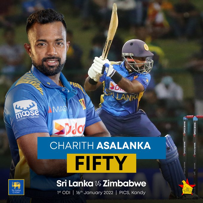 SriLankaTweet's tweet photo. Sri Lanka ශ්‍රී ලංකා இலங்கை WON  🇱🇰🏏
#SriLanka won the 1st ODI cricket match against Zimbabwe by 5 wickets.
ZIM 296/9
SL 299/5
Pathum Nissanka 75, Dinesh Chandinal 75, Charith Asalanka 71
#LKA #SLvZIM #SriLanka #Cricket https://t.co/EA9r6lSqnx