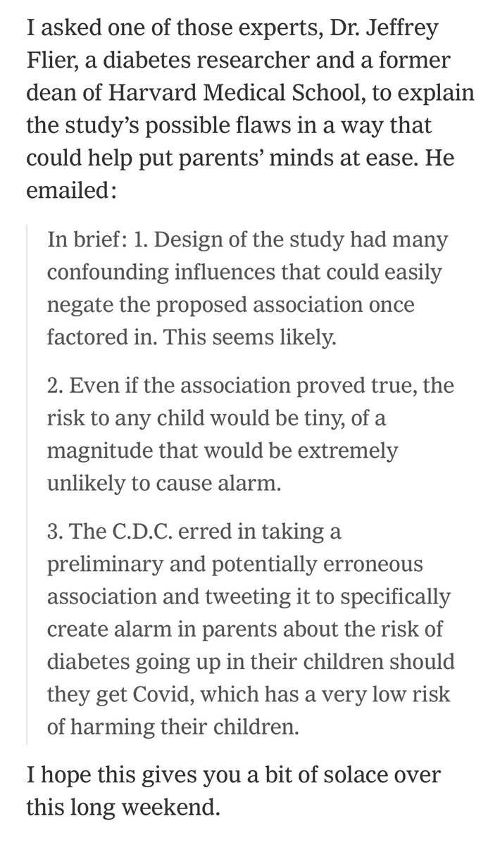 Joseph Allen (@j_g_allen) on Twitter photo The CDC study on kids, covid, and diabetes was deeply flawed. Appreciate NYT and <a href="/jflier/">Jeffrey Flier</a> alerting readers to the problems with it.
nytimes.com/2022/01/15/opi… The CDC study on kids, covid, and diabetes was deeply flawed. Appreciate NYT and <a href="/jflier/">Jeffrey Flier</a> alerting readers to the problems with it.
nytimes.com/2022/01/15/opi…