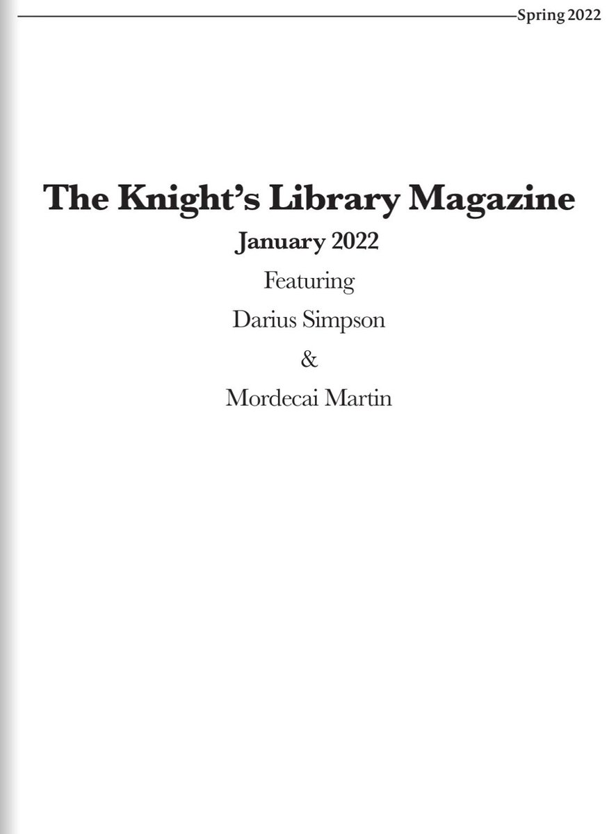 _dariussimpson's tweet photo. got to ramble in response to some questions from @Knights_Mag 
in the latest issue. shoutout to the homie @jasonbcrawford for the plug. 
check the full interview and issue here: https://t.co/iJXP2MgKKw https://t.co/iAbBhzmlRN