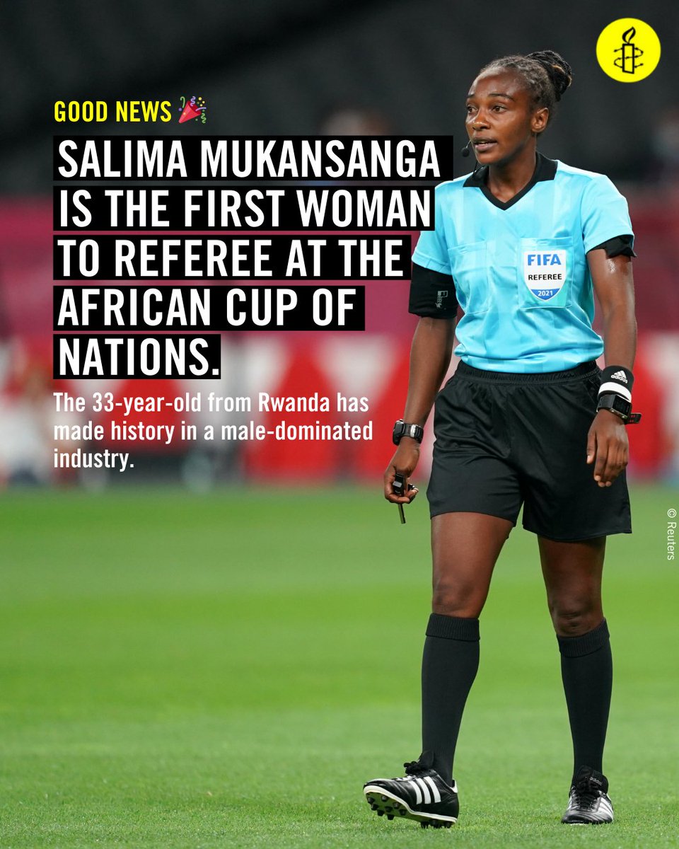 Salima Mukansanga has made history as the first woman ever to referee at the African Cup of Nations 👏