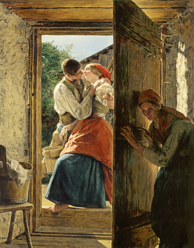 Belauschte Liebesleute (Der Kuß) (1858)
Ferdinand Georg Waldmüller