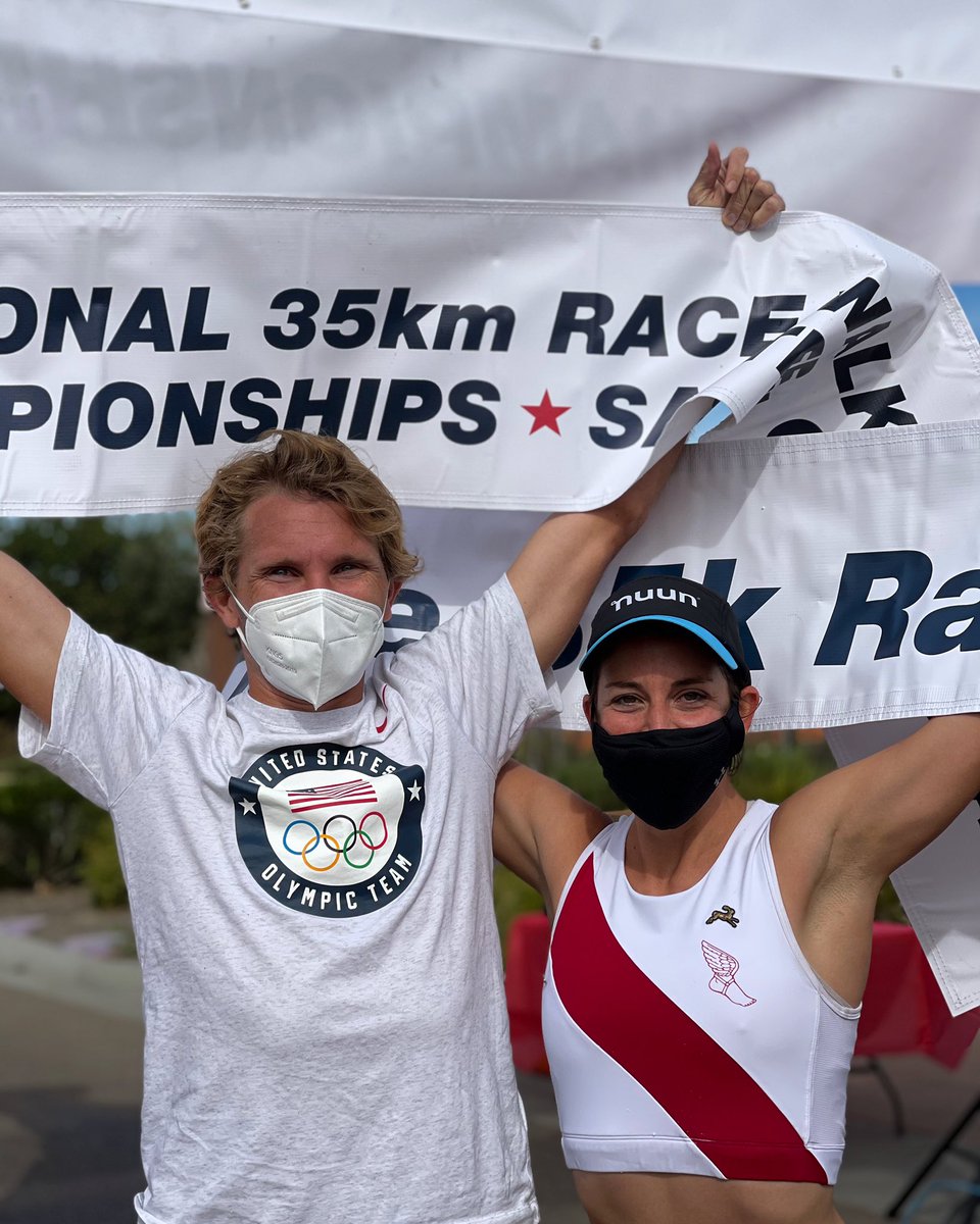 usatf's tweet photo. We've got ANOTHER pending American record! 🇺🇸

Miranda Melville won the women's USATF 35 km Racewalk Championship with a pending American record time of 3:00:18! 🥇

Nick Christie won the men's 35 km title in 2:48:48! 🥇

#USATF #JourneyToGold https://t.co/9IzCAIJgtA