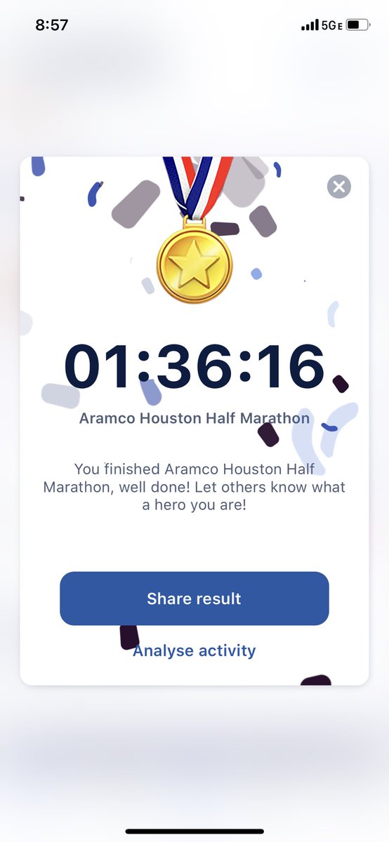 DrLCrawford's tweet photo. Loved being a part of the #houhalf 50th anniversary race! Nice to beat my goal time. Small achievements can mean so much!! #houstonmarathon https://t.co/COTsAZJ4Du