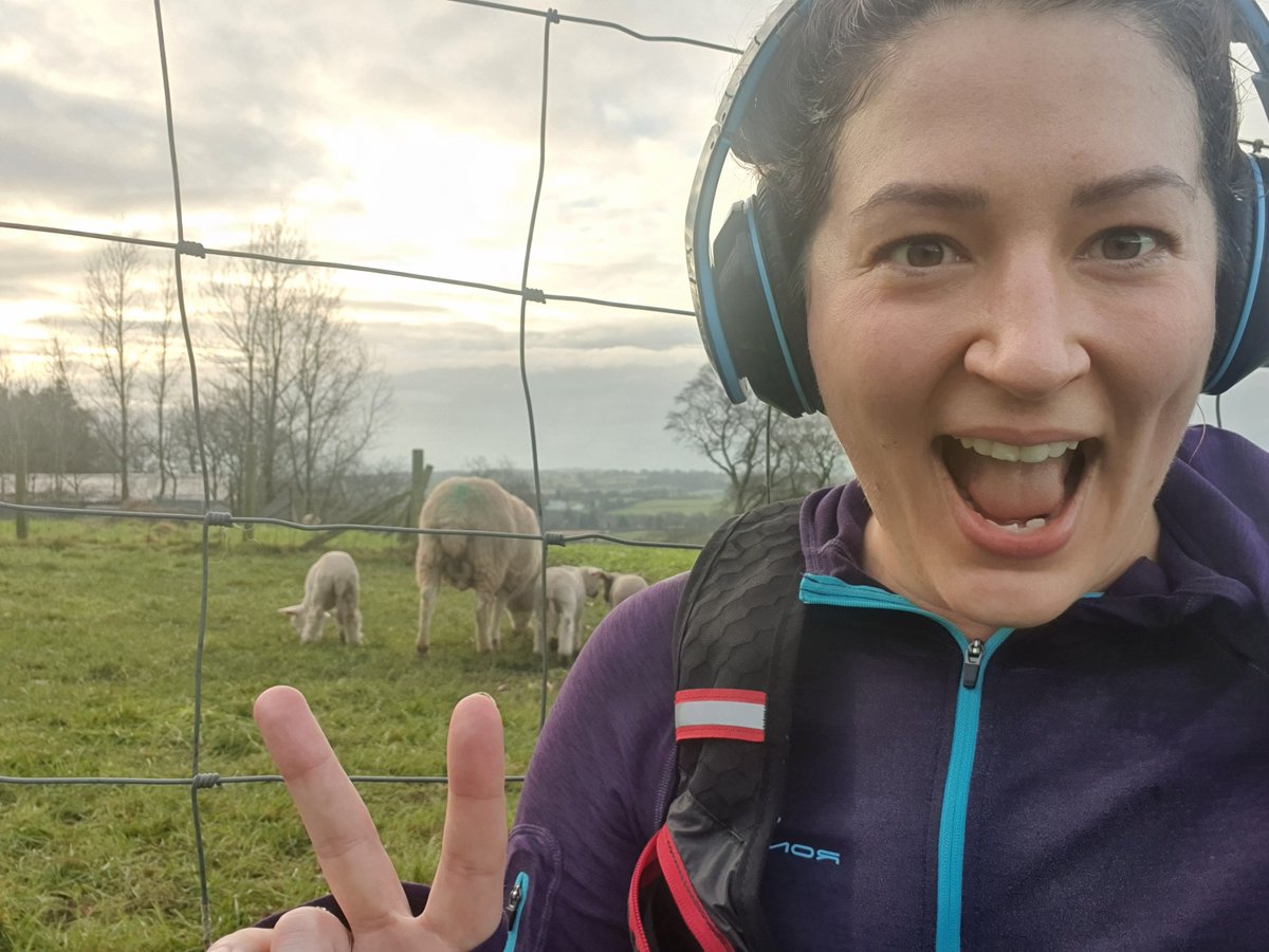 My last LONG run before Sundays race, aimed for 10,ended up 12. Never without drama, phone bat died, had to rely on sense of direction for last 3.Strava beacon stopped moving, husband was about to come out looking for me 🤣 Had a selfie with some lambs, Spring is on the way 🌱