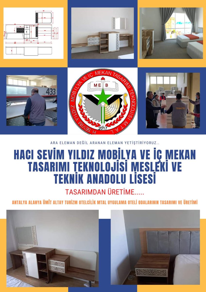 bsrdemirag's tweet photo. İnegöl TEMATİK MOBİLYA LİSESİ
Hacı Sevim YILDIZ Mobilya ve İç Mekan Tasarımı Teknolojisi MTAL
TASARIM+ÜRETİM+MONTAJ
Antalya Alanya Ümit Altay Uygulama Oteli 32 odalık uygulamamız.
@tcmeb @MeslegimHayatim @nznsener @bursailmem @serkangur_ist @inegolilcemem @alidogrru https://t.co/9xloT6Tf6u