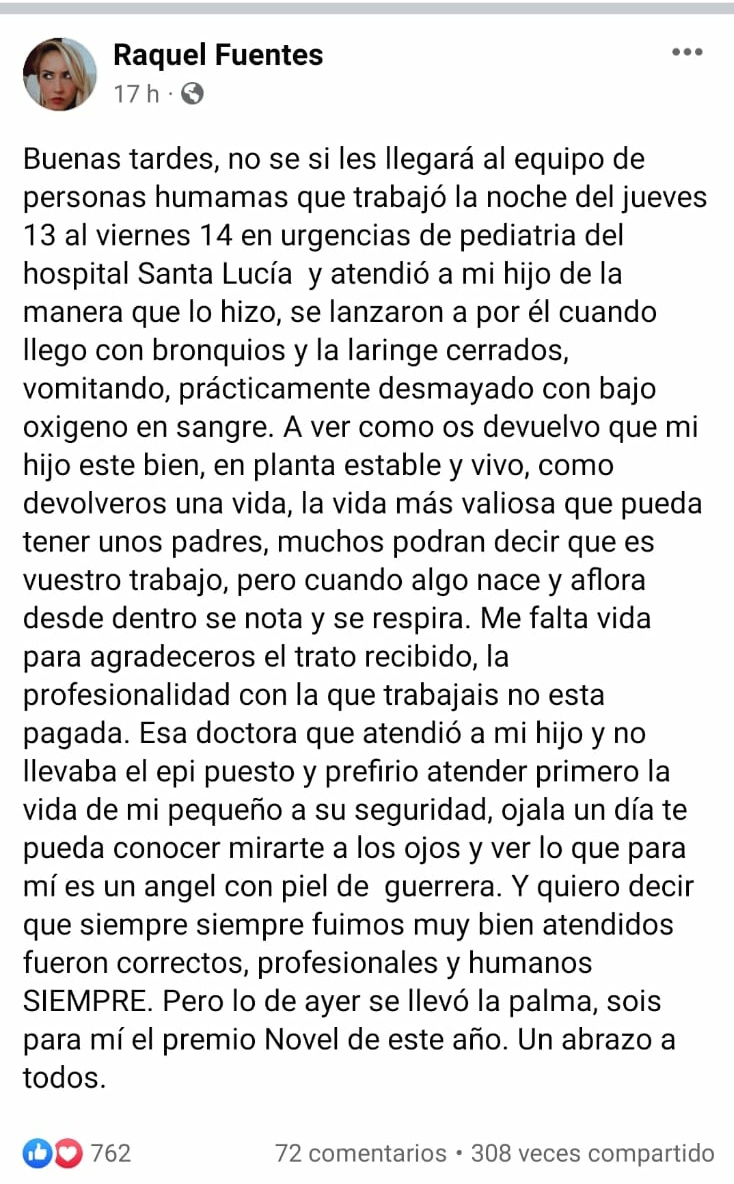 chema32's tweet photo. Dedicado al personal de Urgencias Pediátricas del hospital Santa Lucía de Cartagena. 👏👏 https://t.co/jclSU6BQzU
