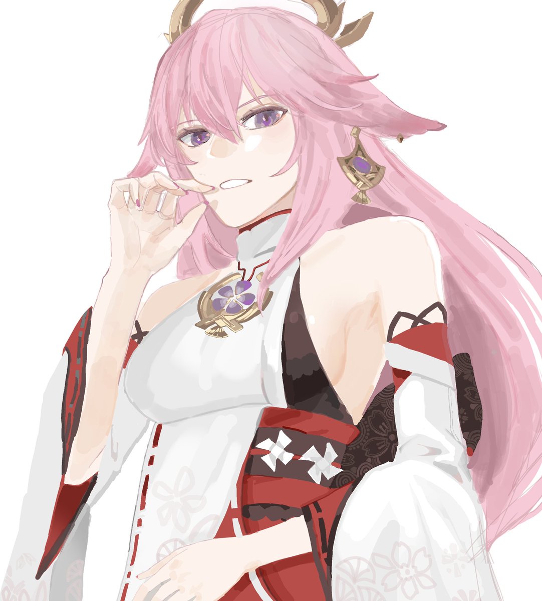 teeth_th's tweet photo. my drawing of yae miko from genshin impact #GenshinImpact #yaemiko https://t.co/1Bpx0wYwZp